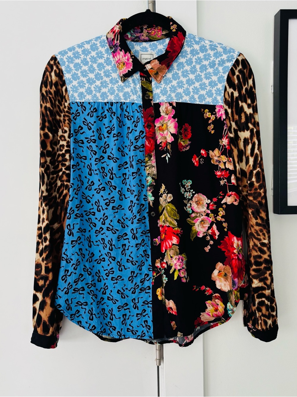 Maeve Alida Contrast Buttondown Shirt Anthropologie size small